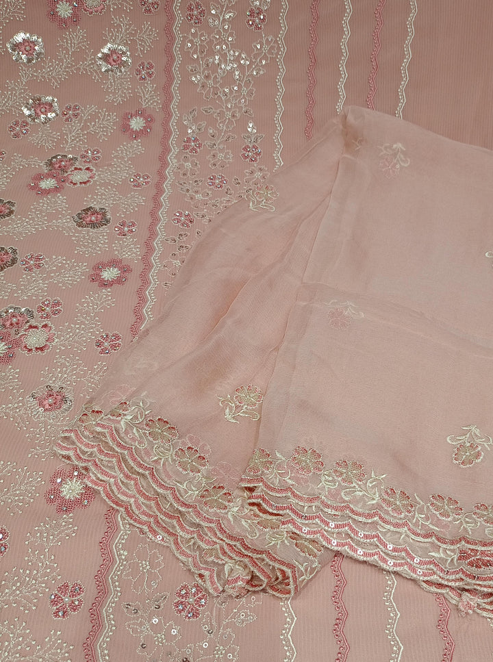 Pastel Pink Georgette Salwar Suit Material - E3530