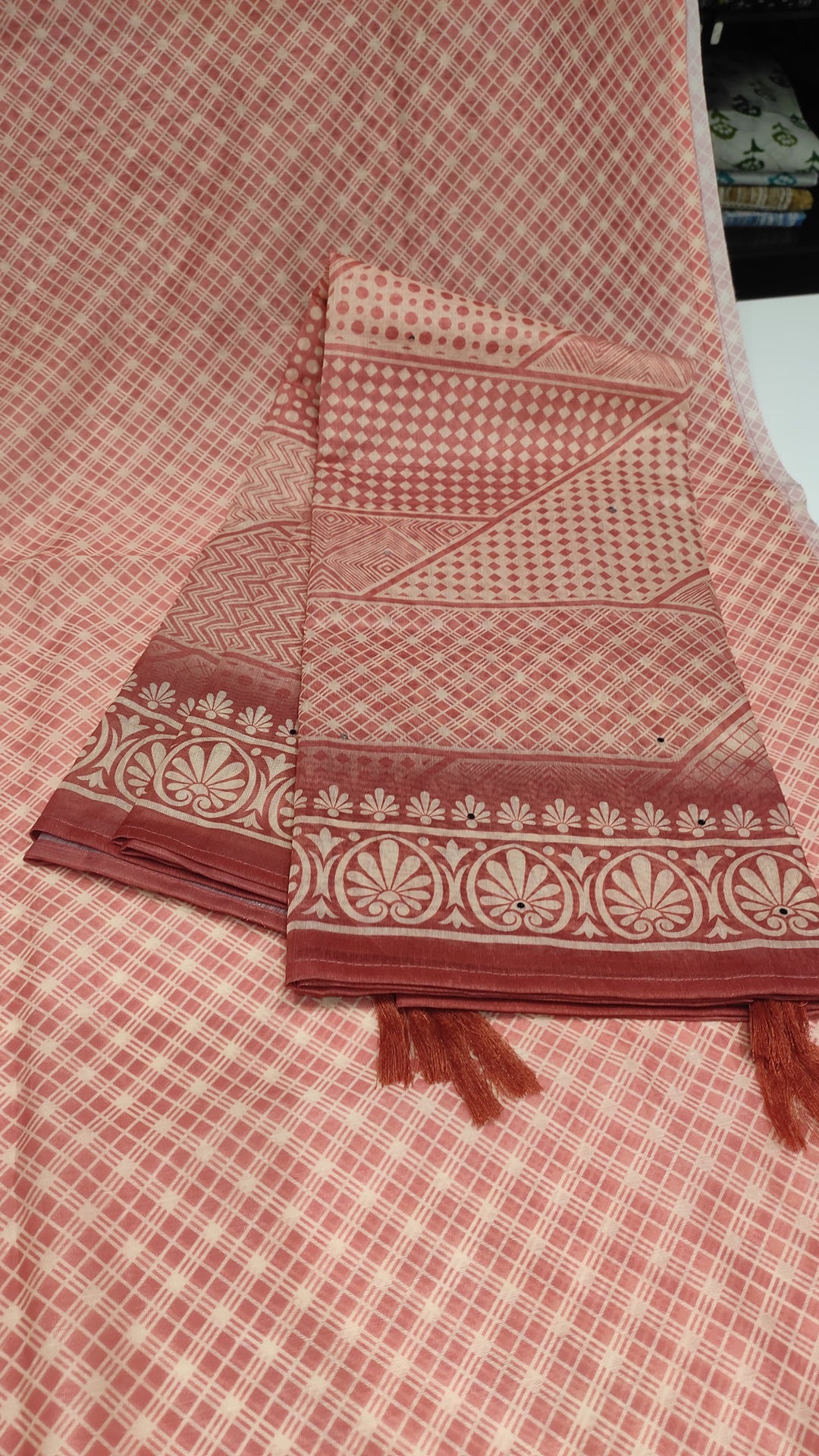Light Onion Pink Semi Chanderi Salwar Suit Material -  E1456