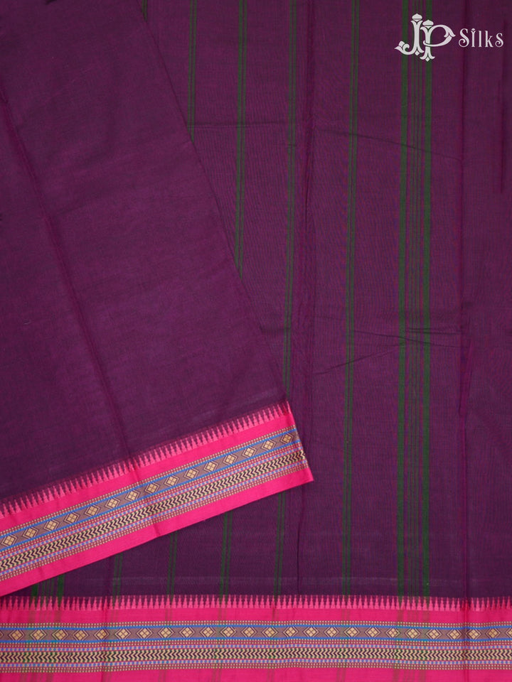Dark Purple & Pink Arani Cotton Saree - D9623