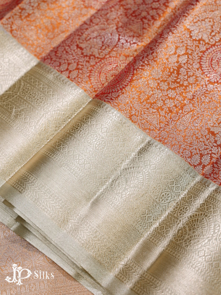 Rust Orange and Golden Beige Art Silk Saree - H18