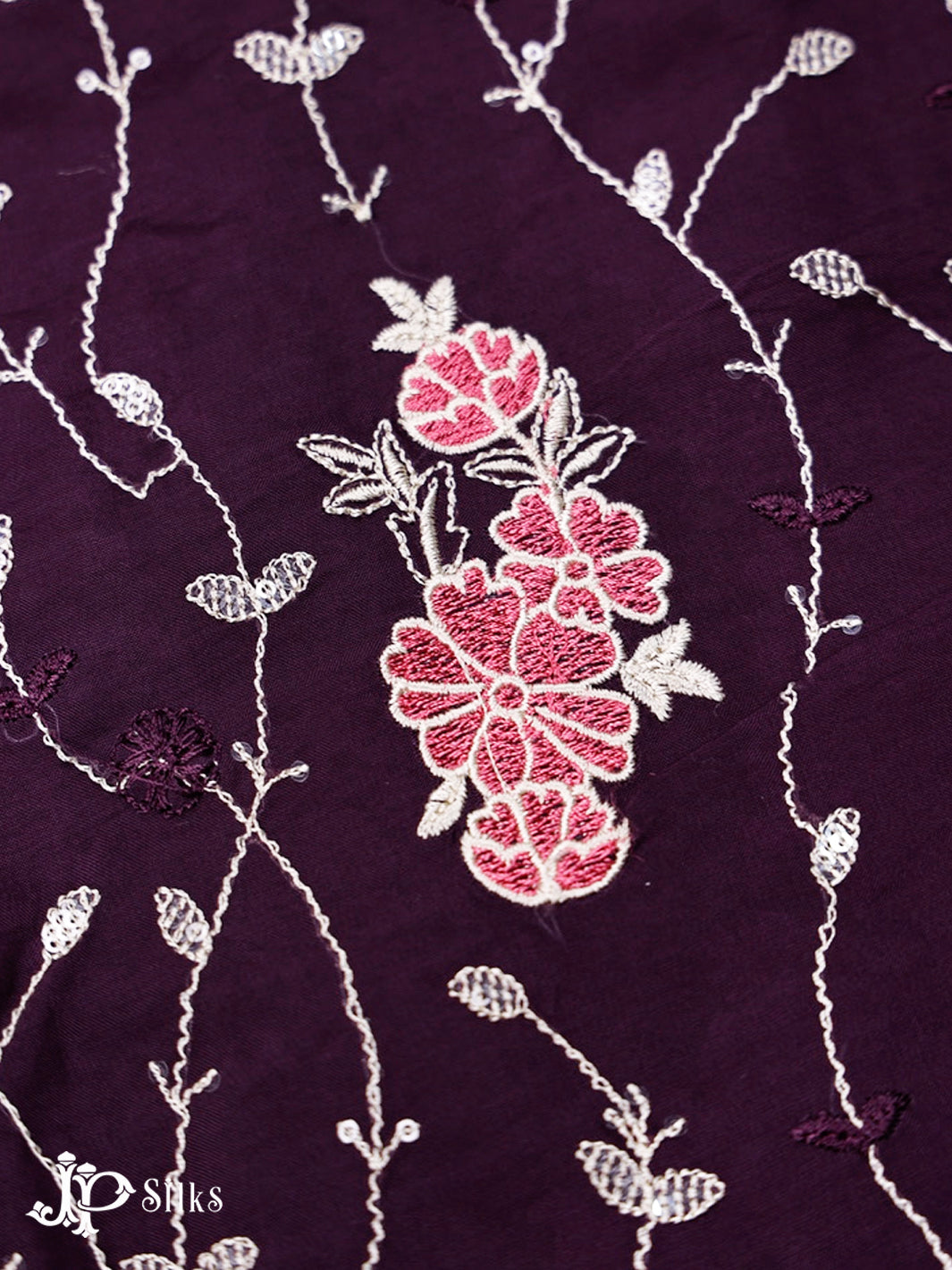 Deep Purple Thread Work Salwar Suit Material - E4601