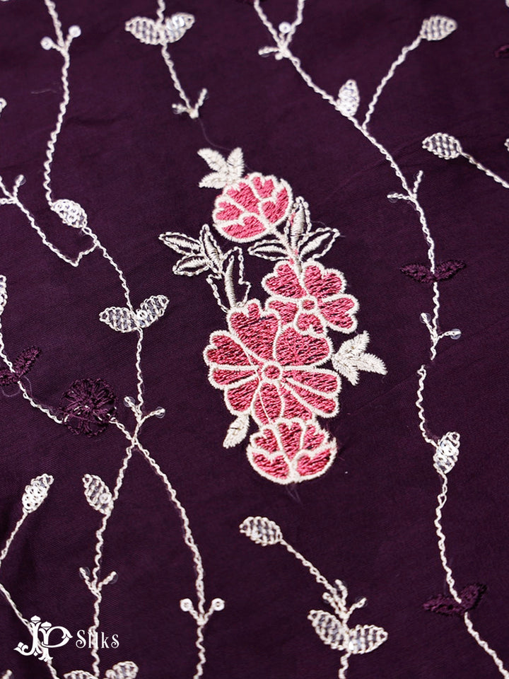 Deep Purple Thread Work Salwar Suit Material - E4601