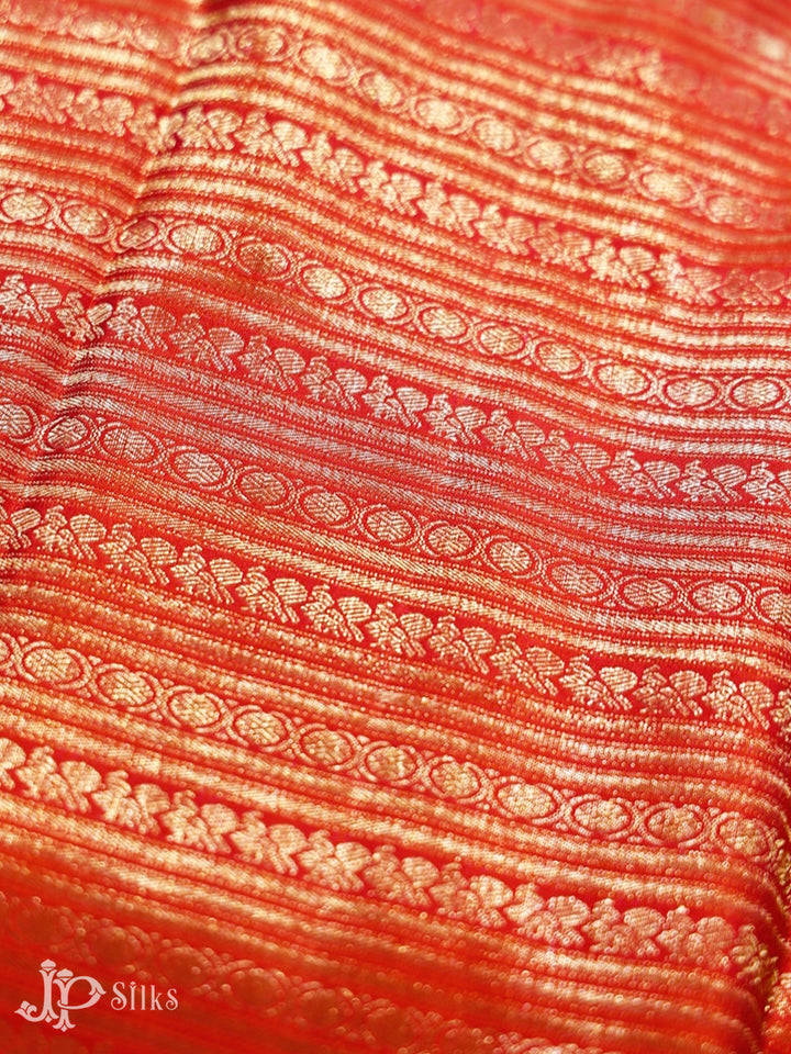 Orange And Pink Kanchipuram Silk Saree - A342