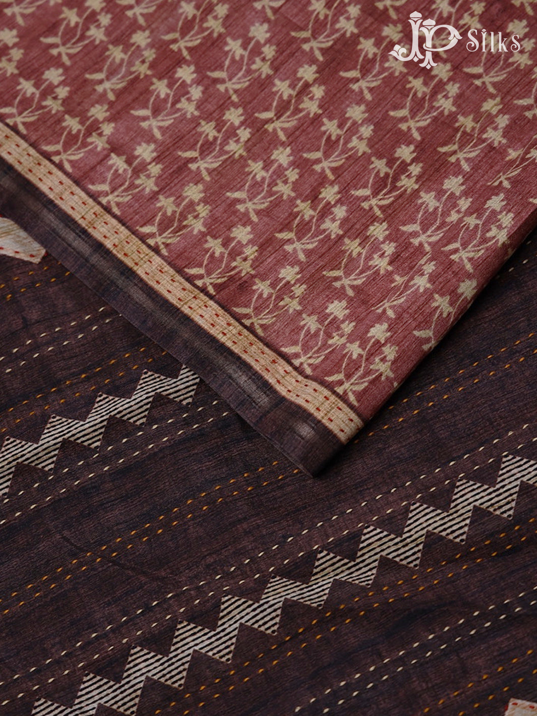 Copper with Coffee Brown Semi Tussar Silk Saree - E3266 - View 4