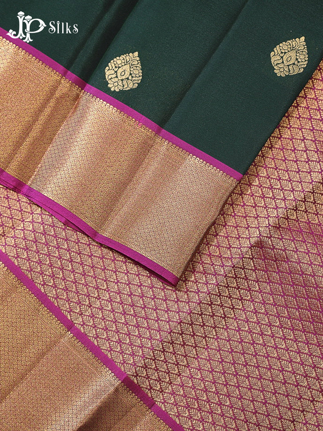 Bottle Green & Dark Magenta Pure Silk Mix Saree - G927