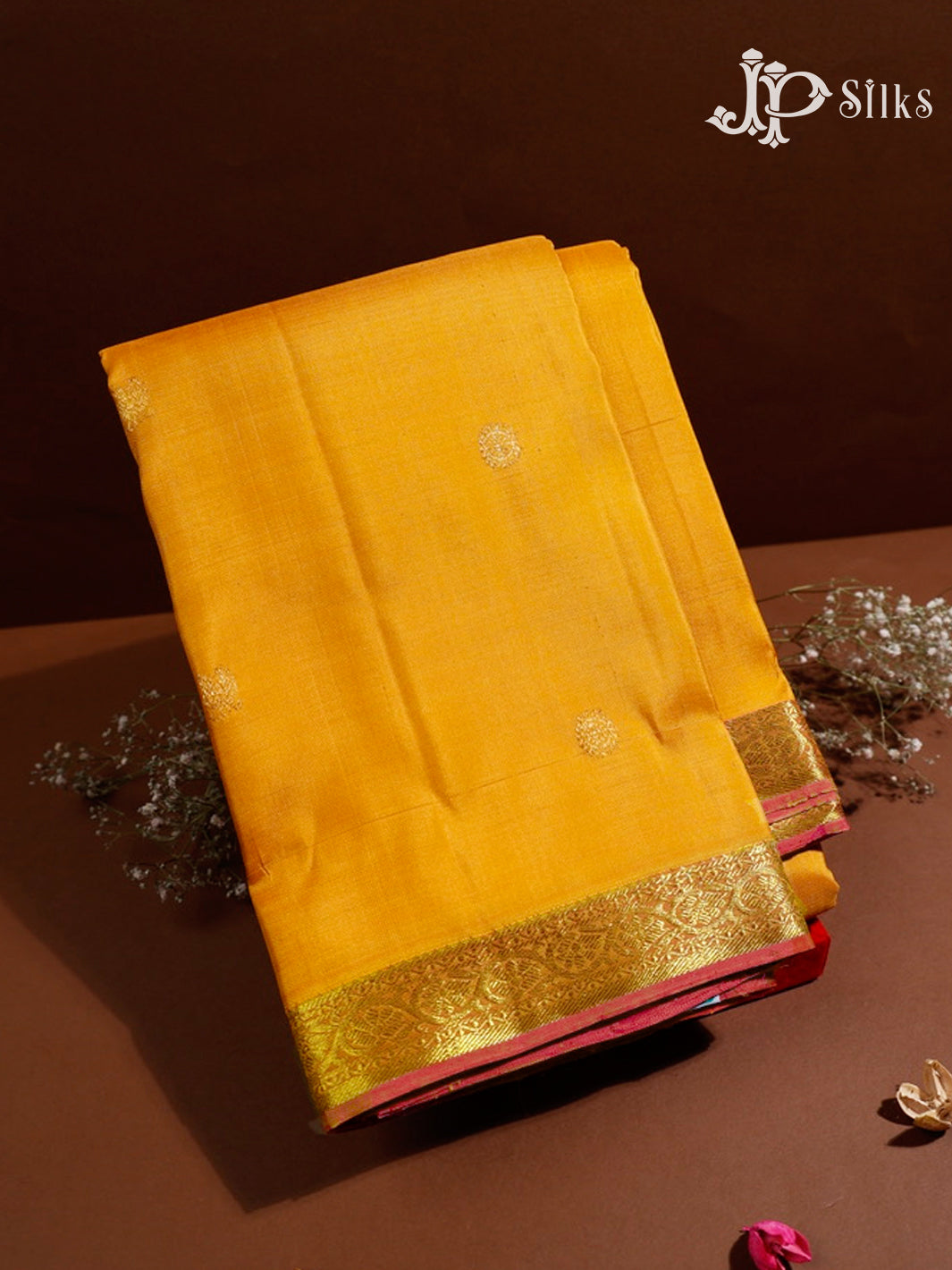 Yellow & Pink-Gold Kanchipuram Silk Saree - G38-view1