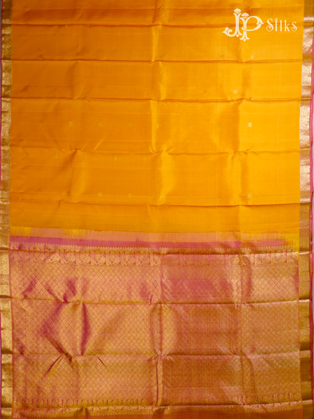Yellow & Pink-Gold Kanchipuram Silk Saree - G38-view4