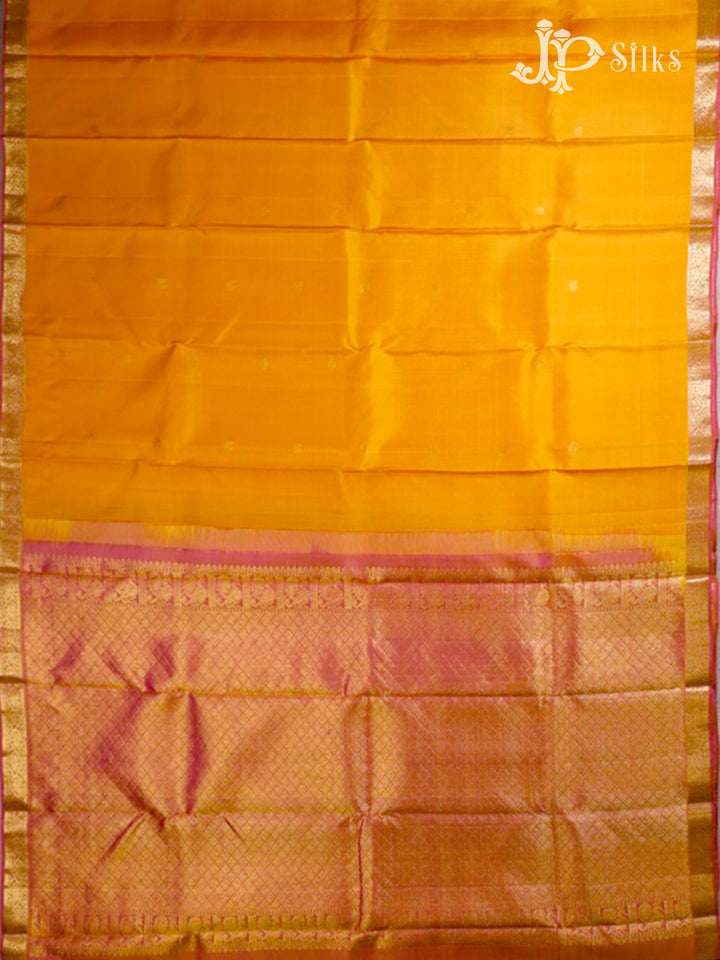 Yellow & Pink-Gold Kanchipuram Silk Saree - G38-view4