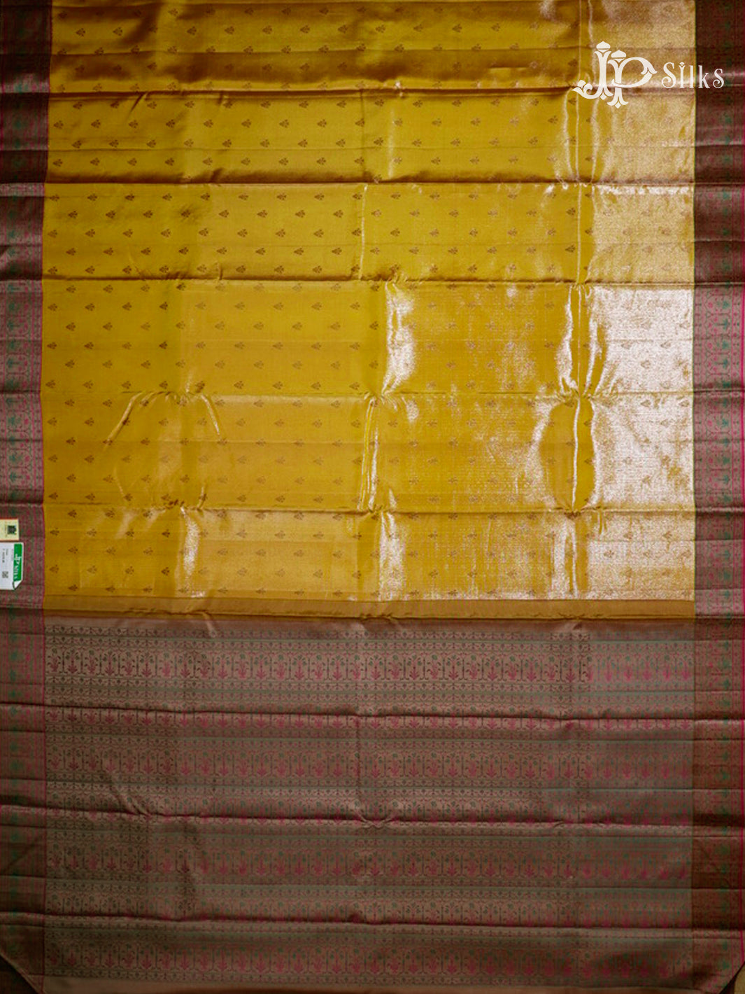 Mustard Yellow & Light Brown Kanchipuram Silk Saree - D7250-view4
