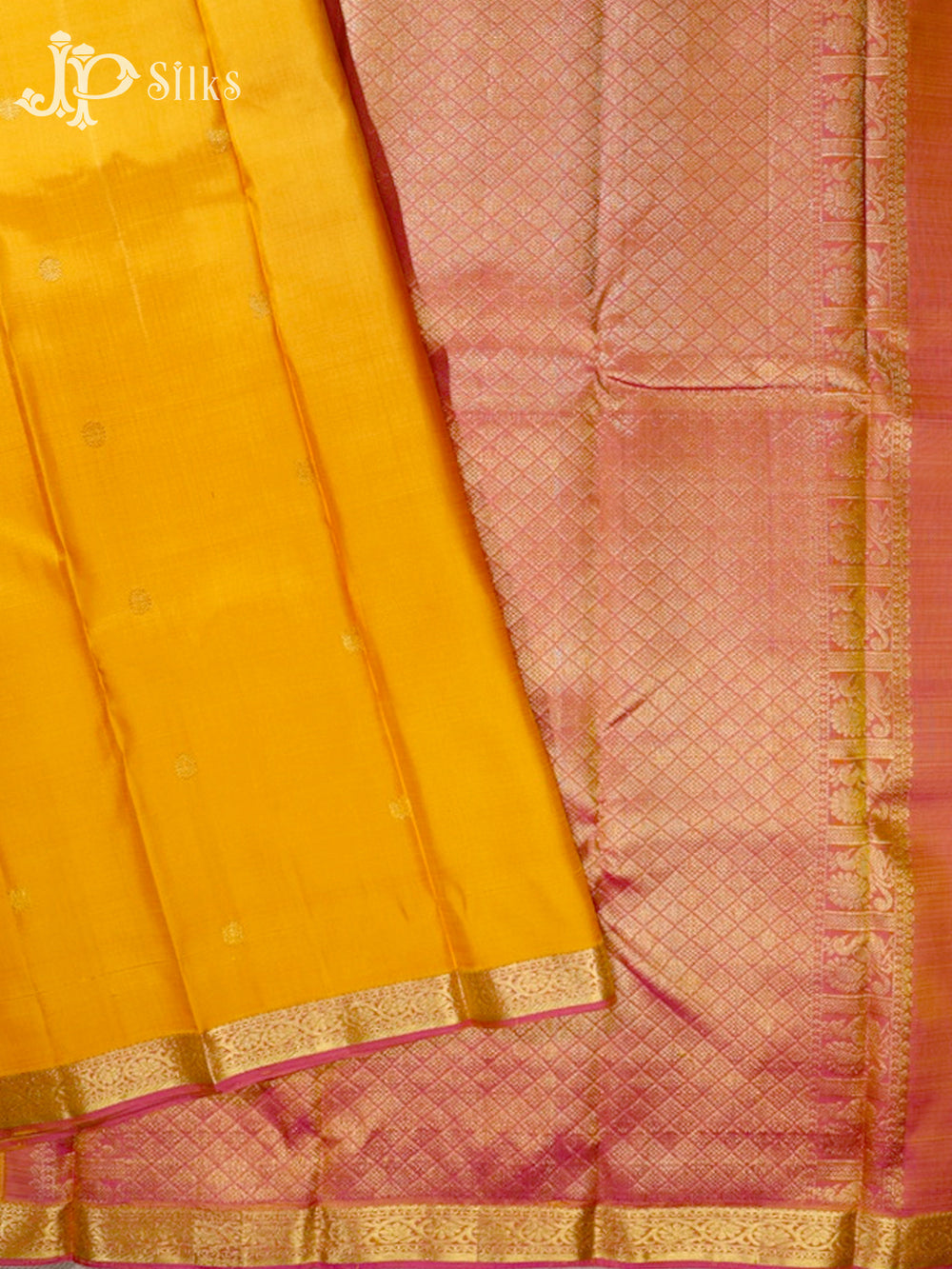 Yellow & Pink-Gold Kanchipuram Silk Saree - G38-view2