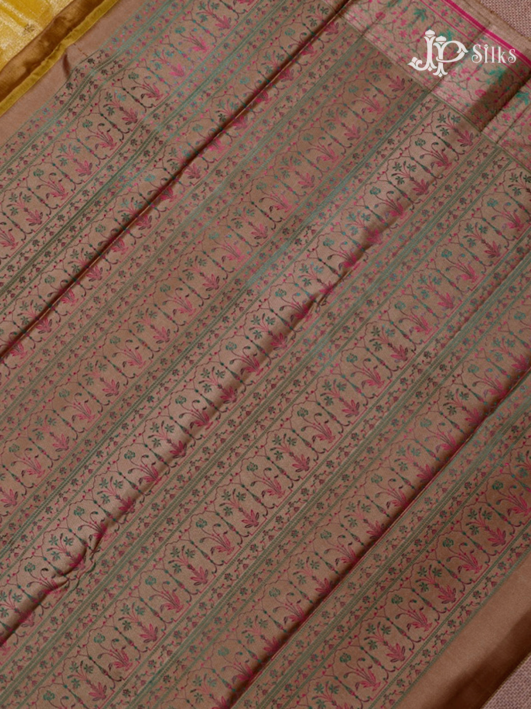 Mustard Yellow & Light Brown Kanchipuram Silk Saree - D7250-view5