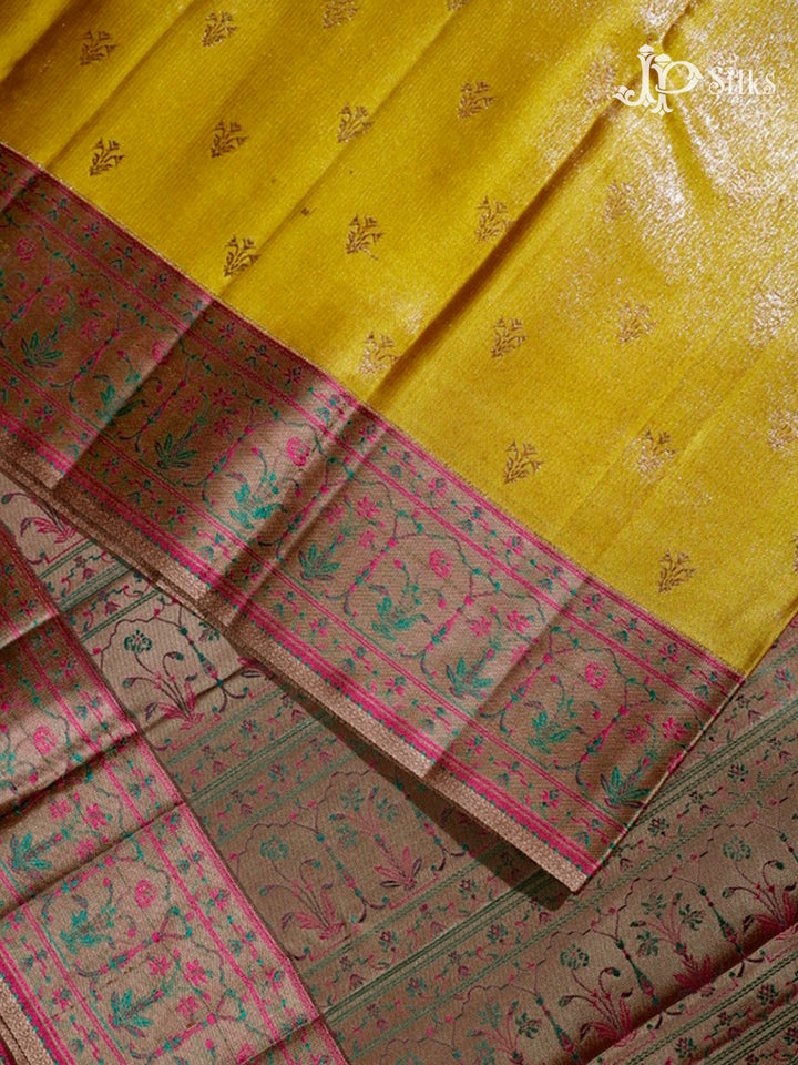 Mustard Yellow & Light Brown Kanchipuram Silk Saree - D7250-view3