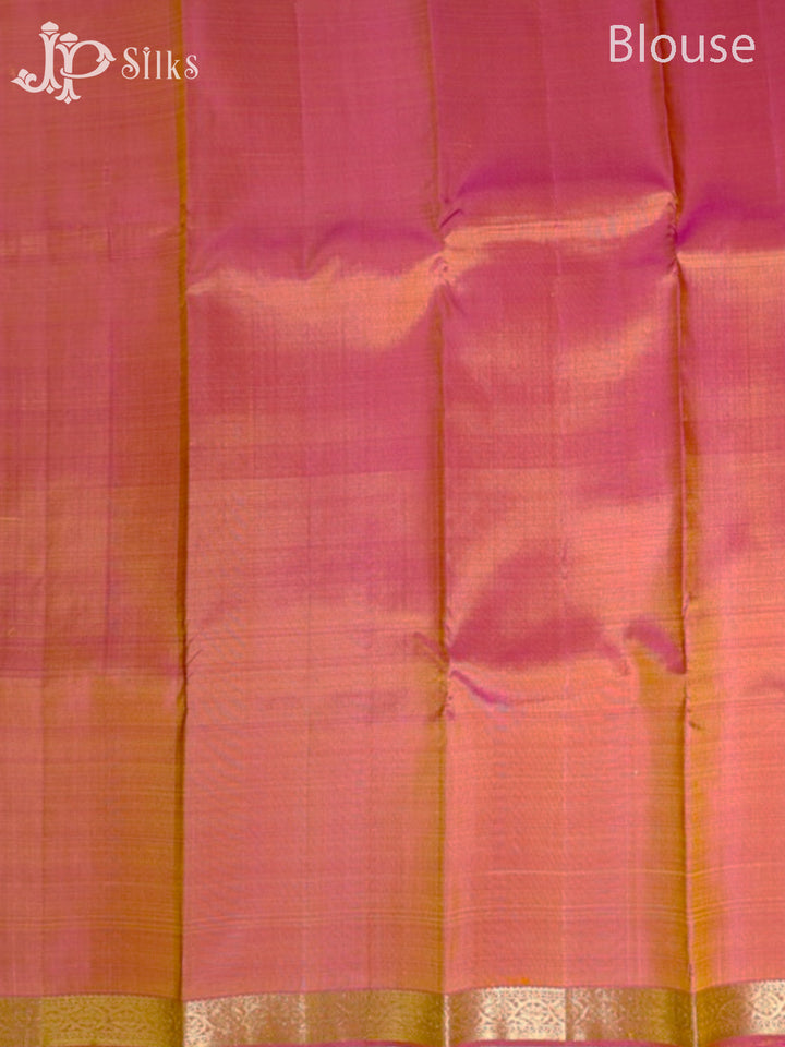 Yellow & Pink-Gold Kanchipuram Silk Saree - G38-view6