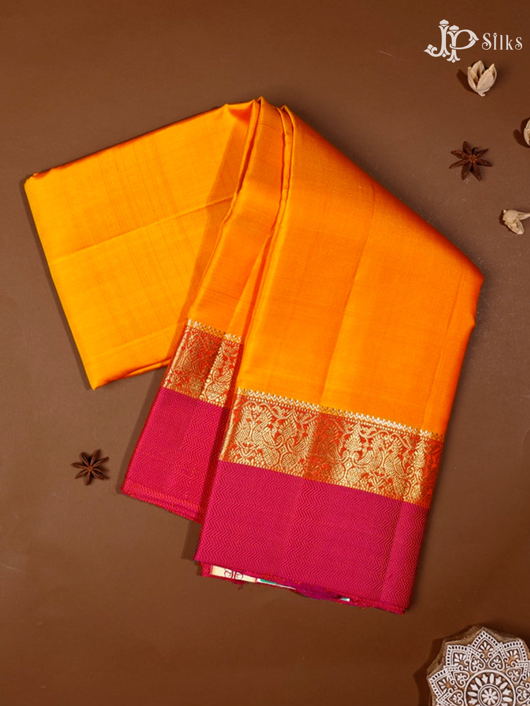 Yellow & Pink Kanchipuram Silk Saree - F3626-view1