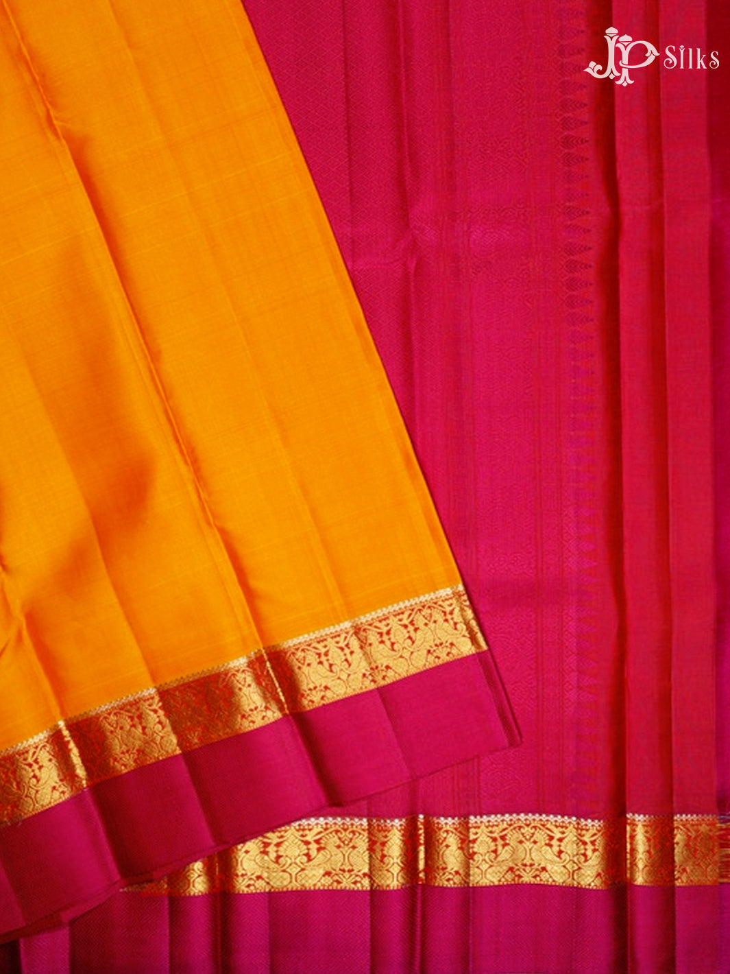 Yellow & Pink Kanchipuram Silk Saree - F3626-view3