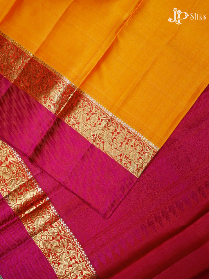 Yellow & Pink Kanchipuram Silk Saree - F3626-view4