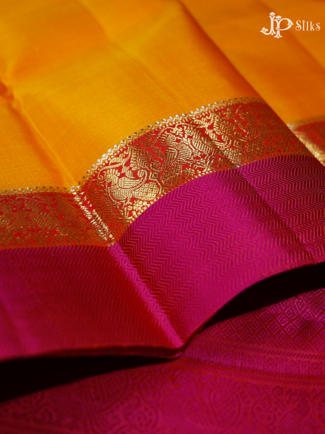 Yellow & Pink Kanchipuram Silk Saree - F3626-view2