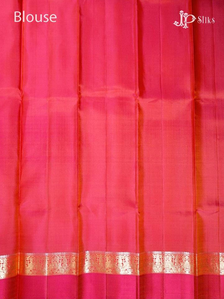 Yellow & Pink Kanchipuram Silk Saree - F3626-view6