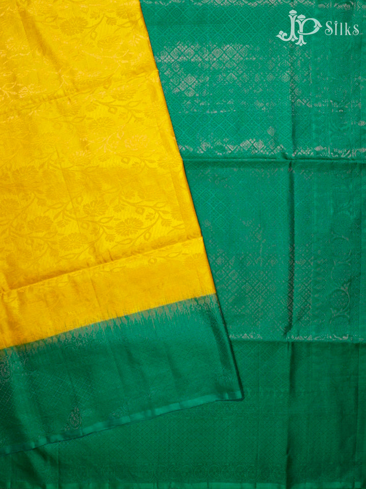 Yellow & Greenish Teal Soft Silk Saree - D1826-view2