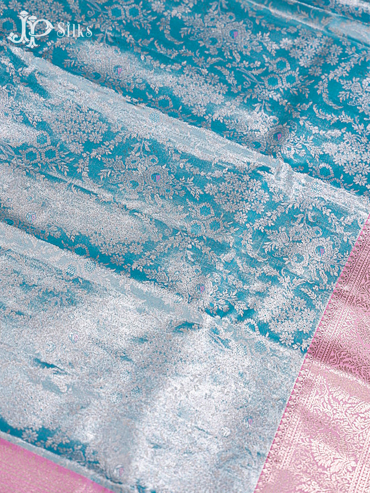 Sky Blue and Baby Pink Art Silk Saree - H15