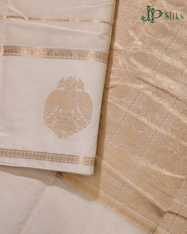 Half White Kanchi Cotton Saree H31