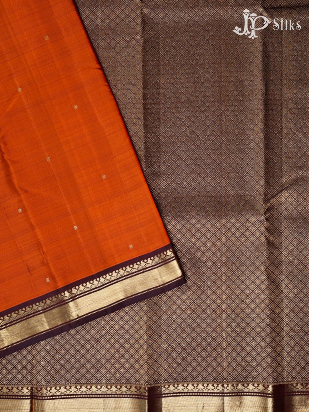 Rust Orange And Brown Kanchipuram Pure Silk Saree - F3468