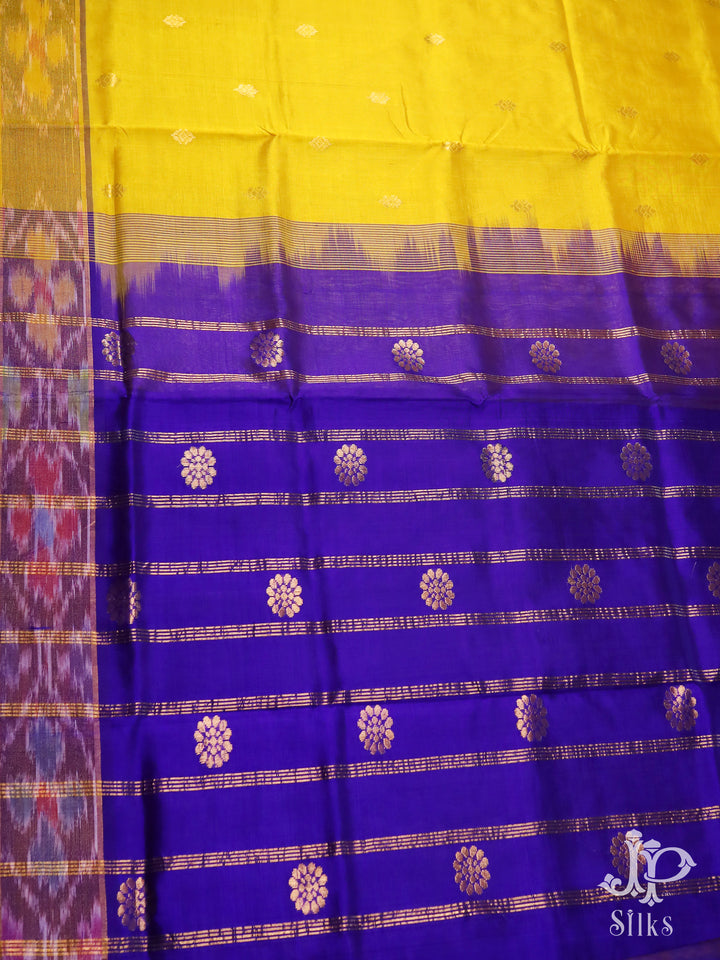 Yellow and Purple Silk Cotton Saree - D8208 - VIew 3