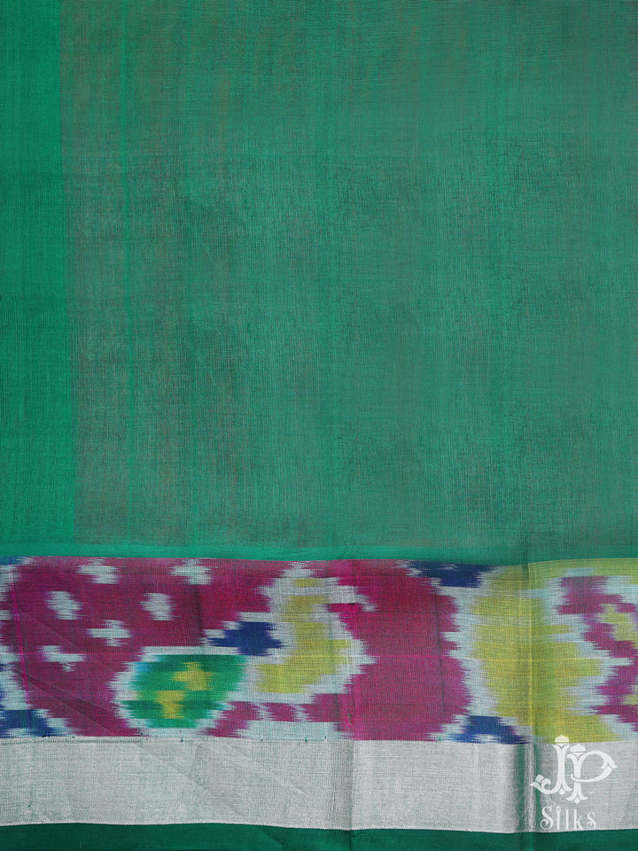 Pink and Green Silk Cotton Saree - D224 - View 3