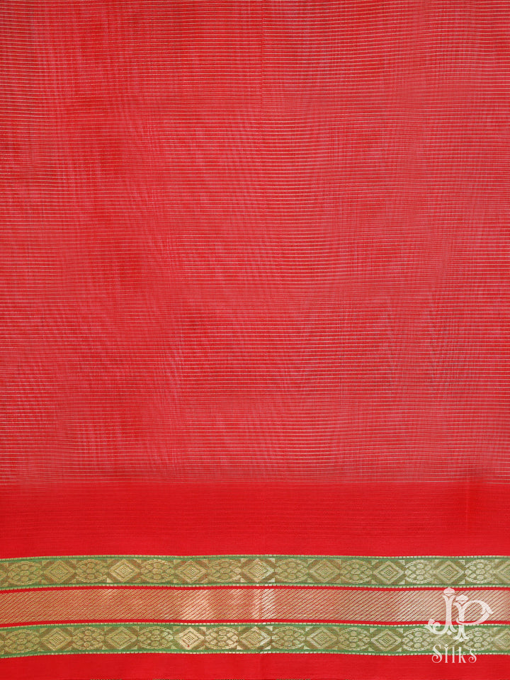 Grey and Red Silk Cotton Saree - D217 -2
