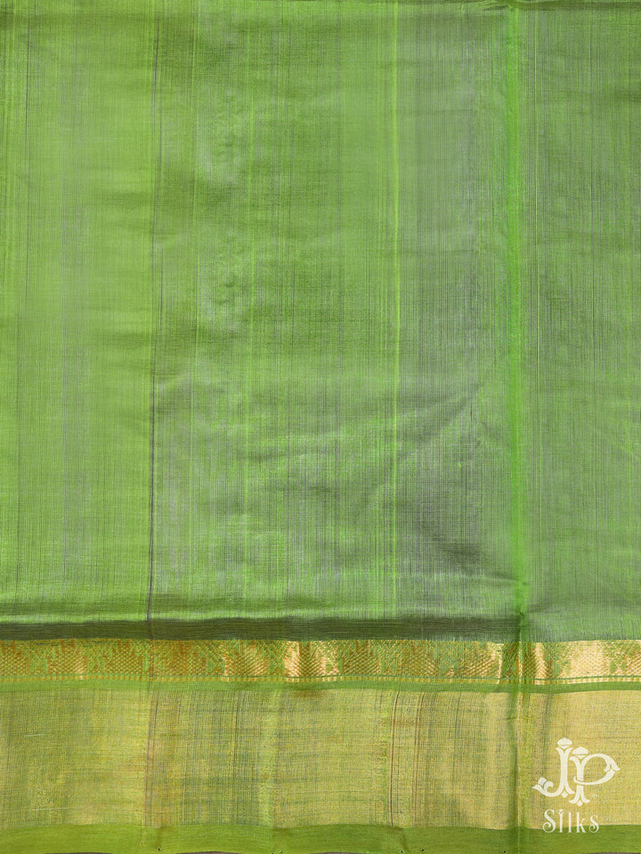Violet and Pista Green Silk Cotton Saree - E1602 - 2