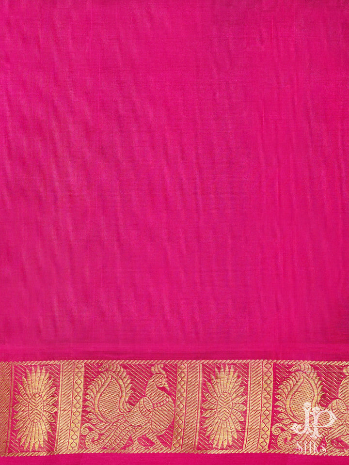 Black and Rani Pink Silk Cotton Saree - E1594 - View 2