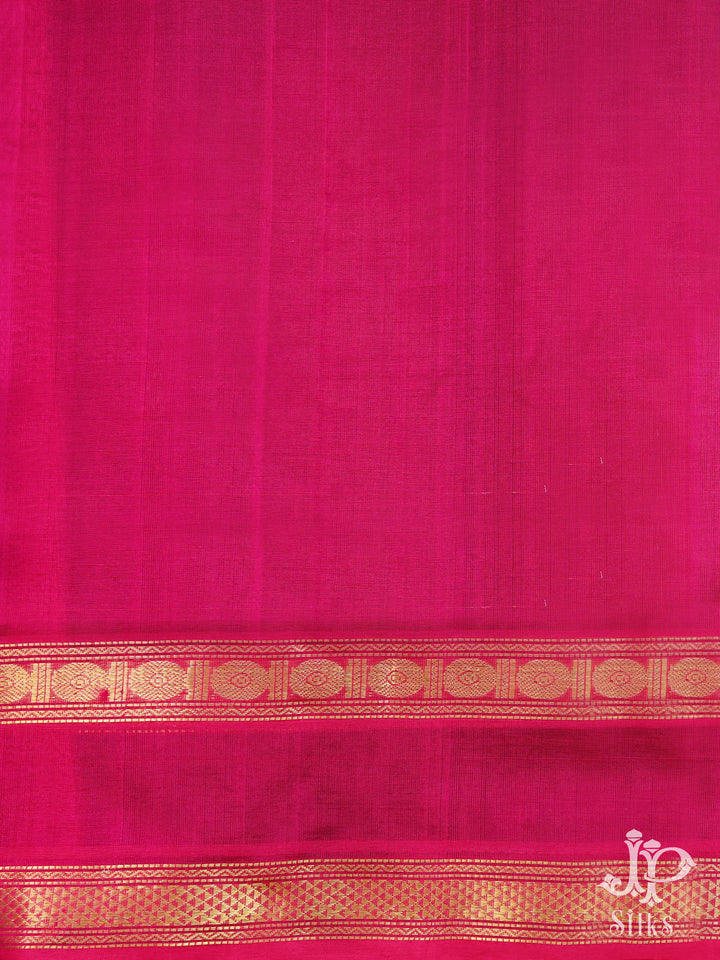 Dark Purple and Rani Pink Silk Cotton Saree - D8221 - View 3