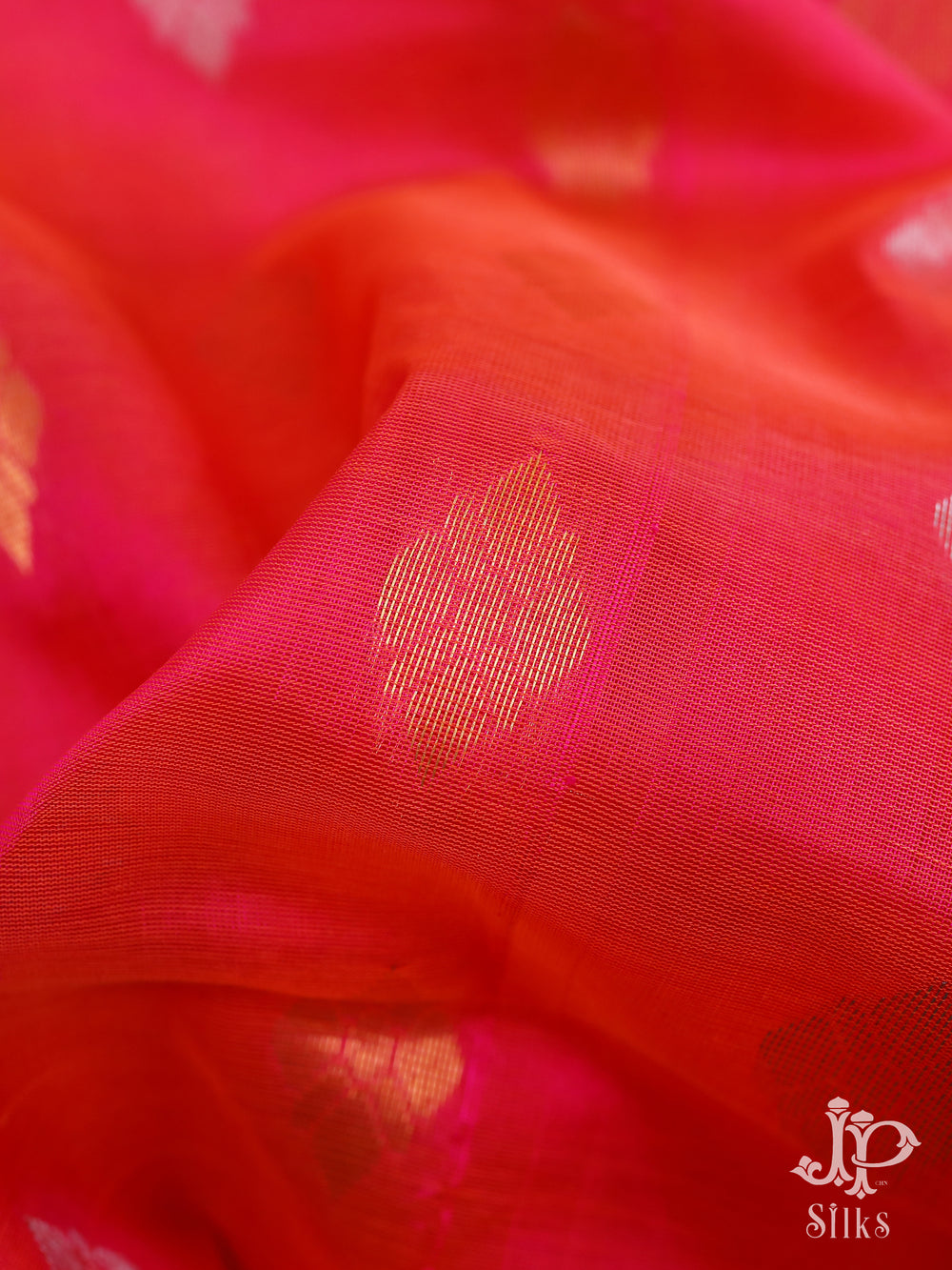 Pink and Green Silk Cotton Saree - D224 - View 2