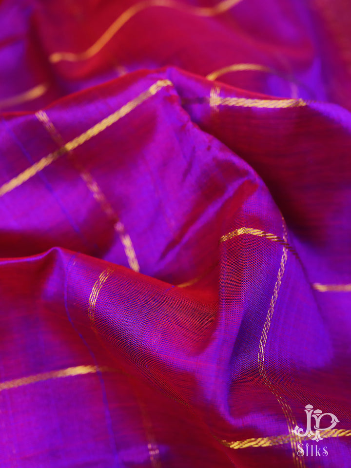 Purple Silk Cotton Saree - E1606 - VIew 2