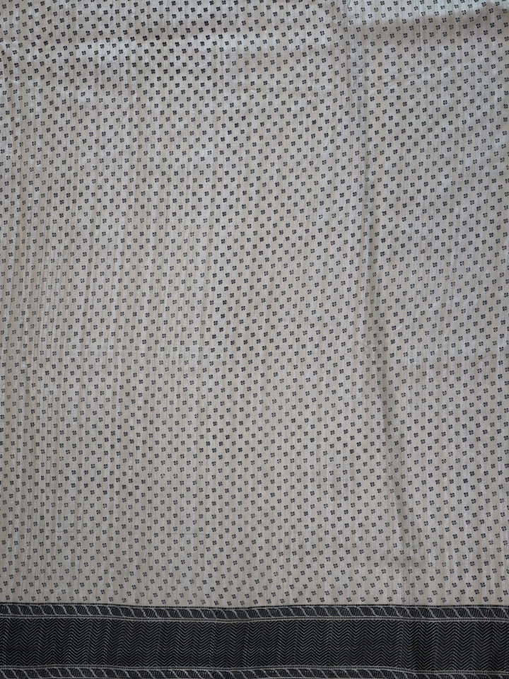 White and Black Semi Raw Silk Fancy Saree - E1982 - VIew 5