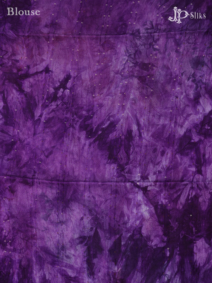 Purple Cotton Saree - E1362 - View 6