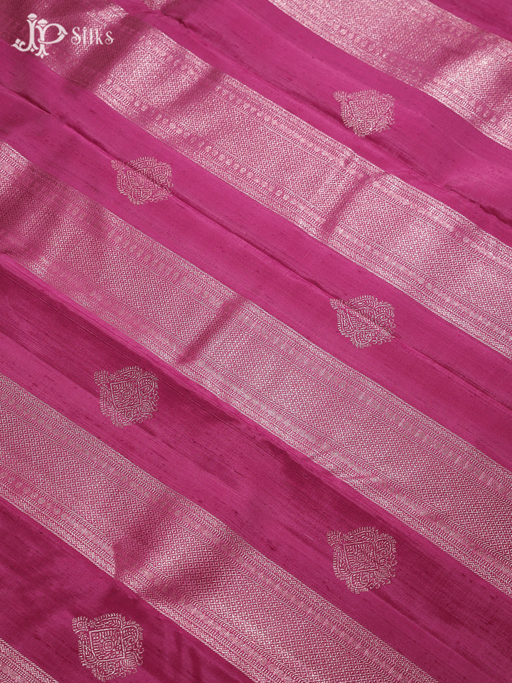 Pink Silver Zari Kanchipuram Silk Saree - E5214 - View 7