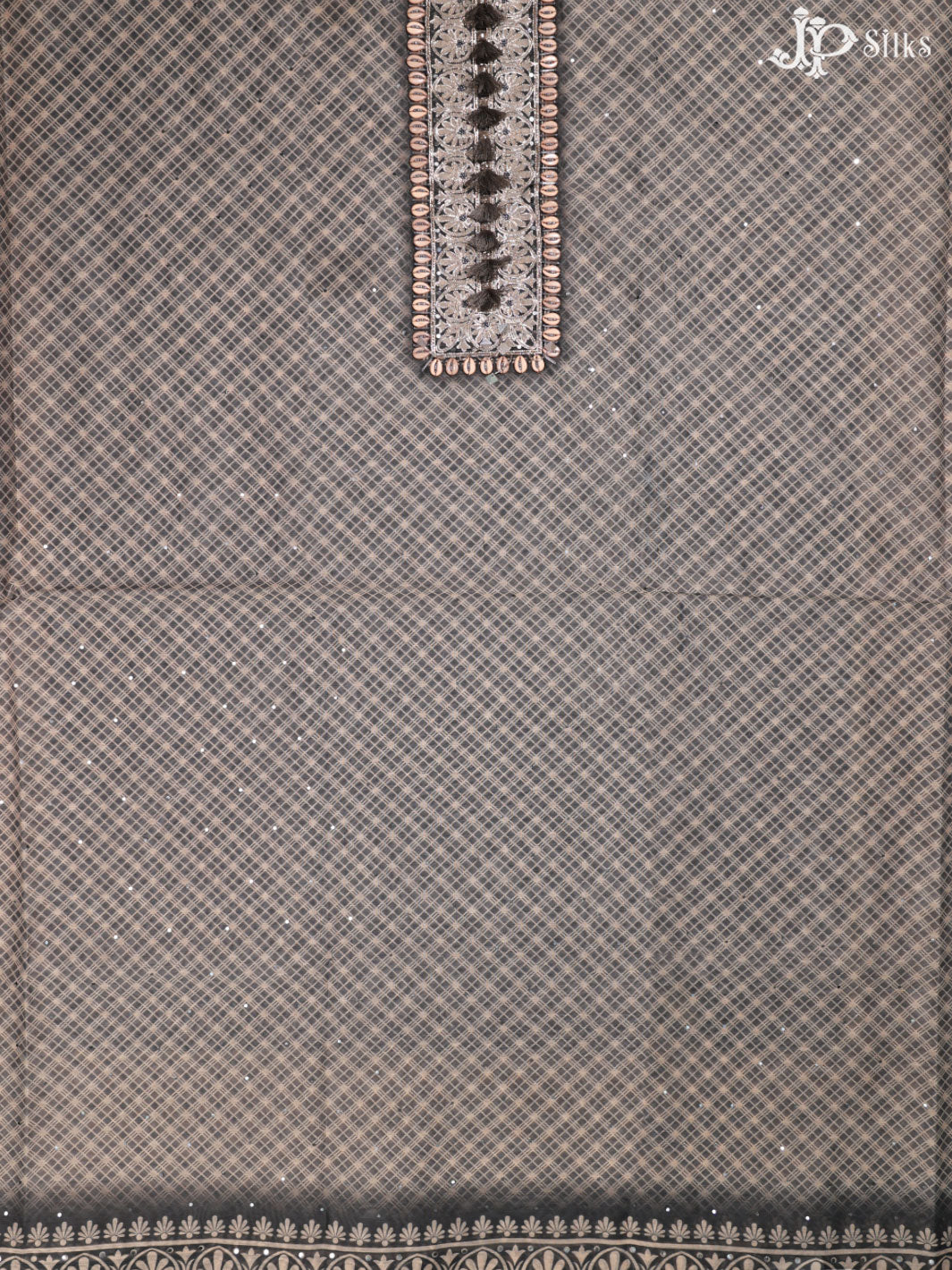 Grey Tussar Unstiched Chudidhar Material - E1457 - View 5