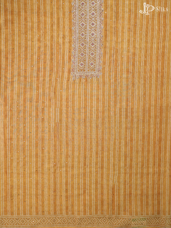 Yellow Tussar Unstiched Chudidhar Material - E1464 - View 5