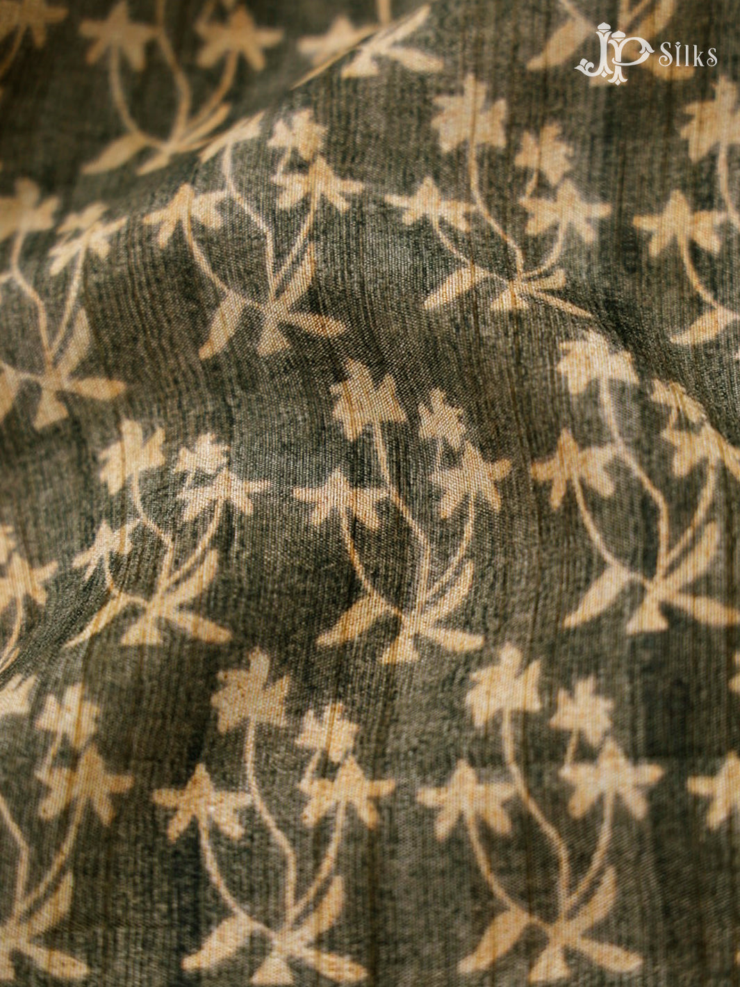 Elephant Grey And Black Semi Tussar Saree - E3265