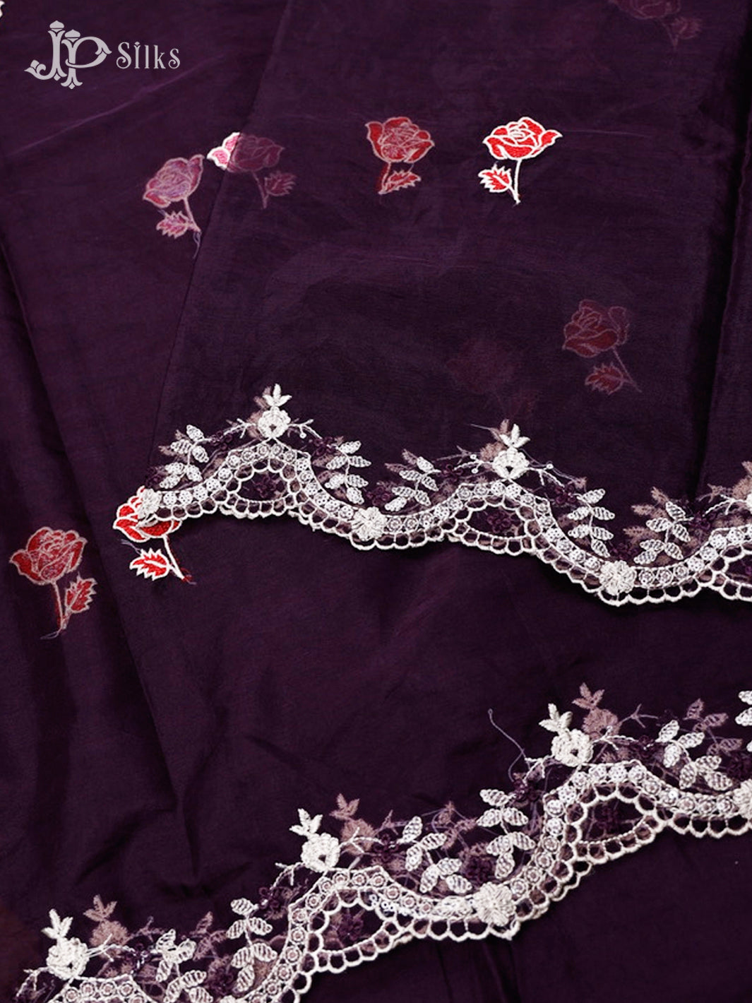 Deep Purple Thread Work Salwar Suit Material - E4601