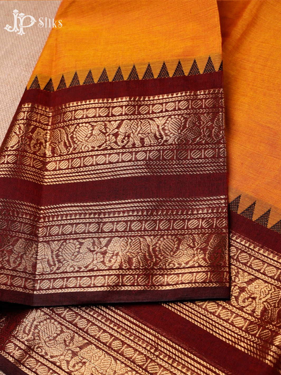 Rust Orange Cotton Saree - G110
