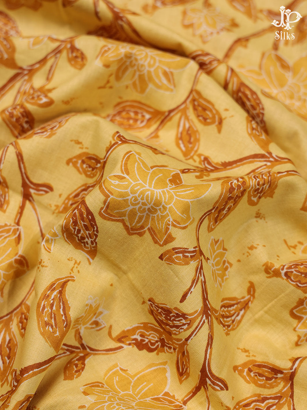 Yellow and White Cotton Chudidhar Material - C4379 - View 5