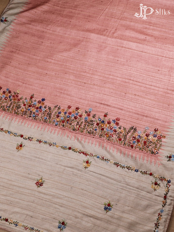 Light Peach And Beige Semi Tussar Saree - G30