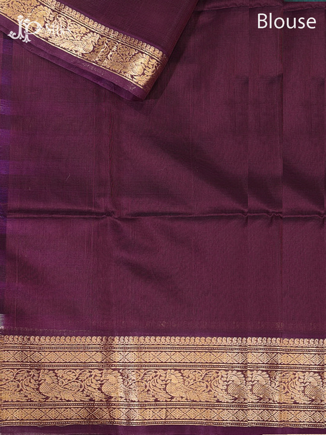 Steel Blue and Deep Purple Kora Cotton Saree - G921