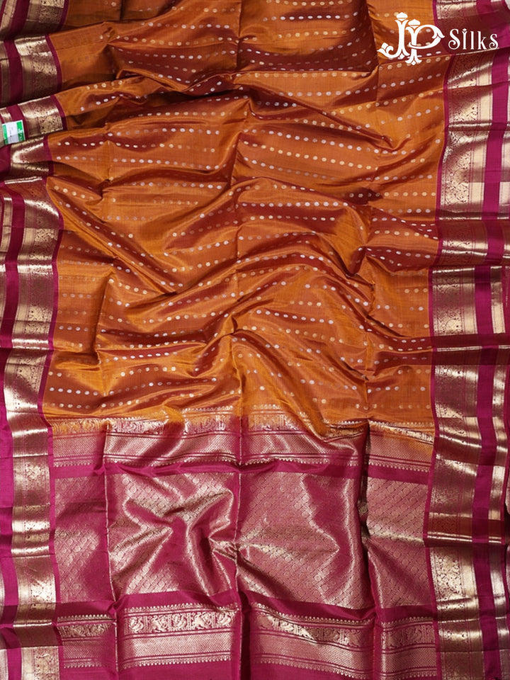 Rust Orange & Magenta Pink Soft Silk Saree - G824-view6