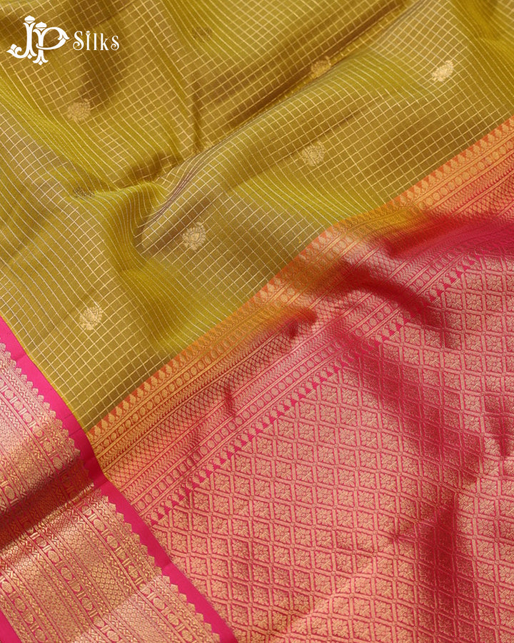Mehandi Green & Rani Pink Pure Silk Mix Saree - G937