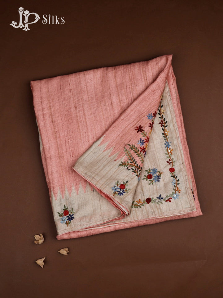 Light Peach And Beige Semi Tussar Saree - G30