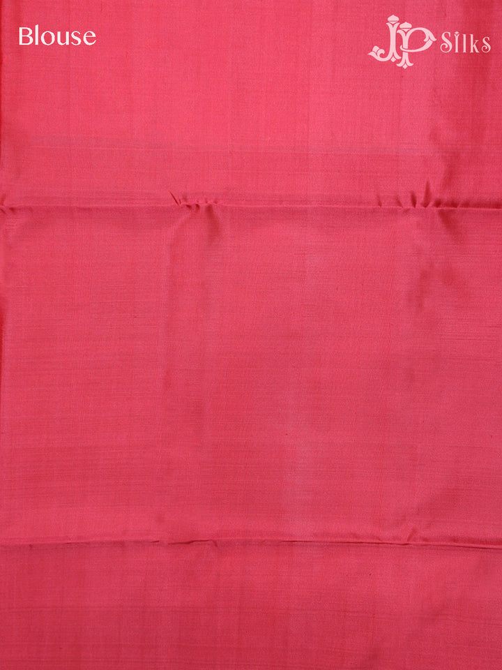 Bottle Green & Reddish Pink Soft Silk Saree - D5094