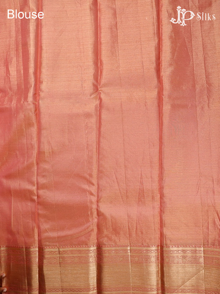 Peach Kanchipuram Tissue Fancy Silk Saree - F3573